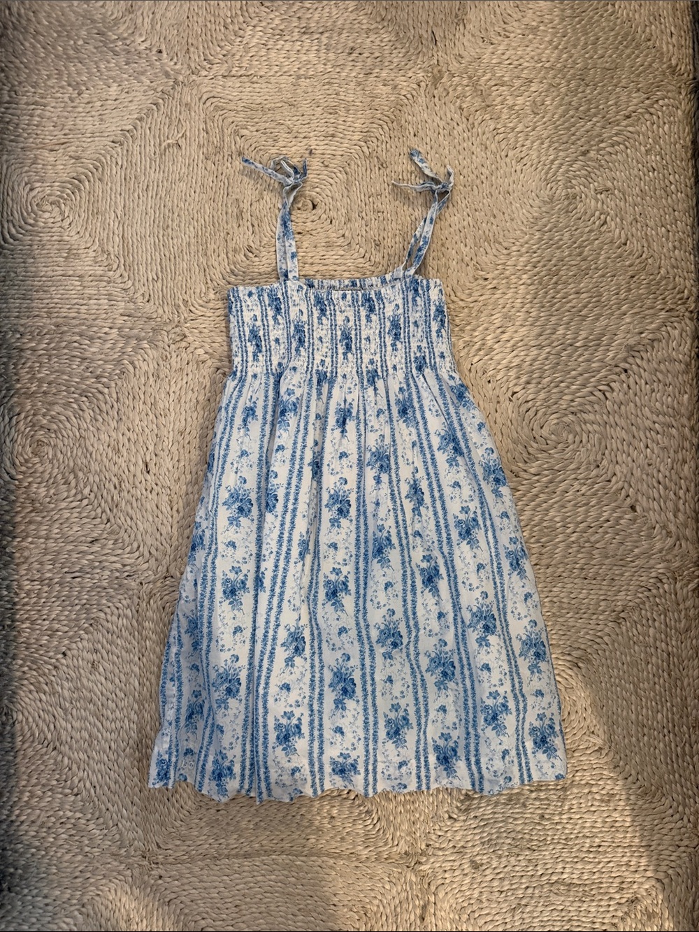 Ralph Lauren Blue and White Floral Tie-Strap Dress